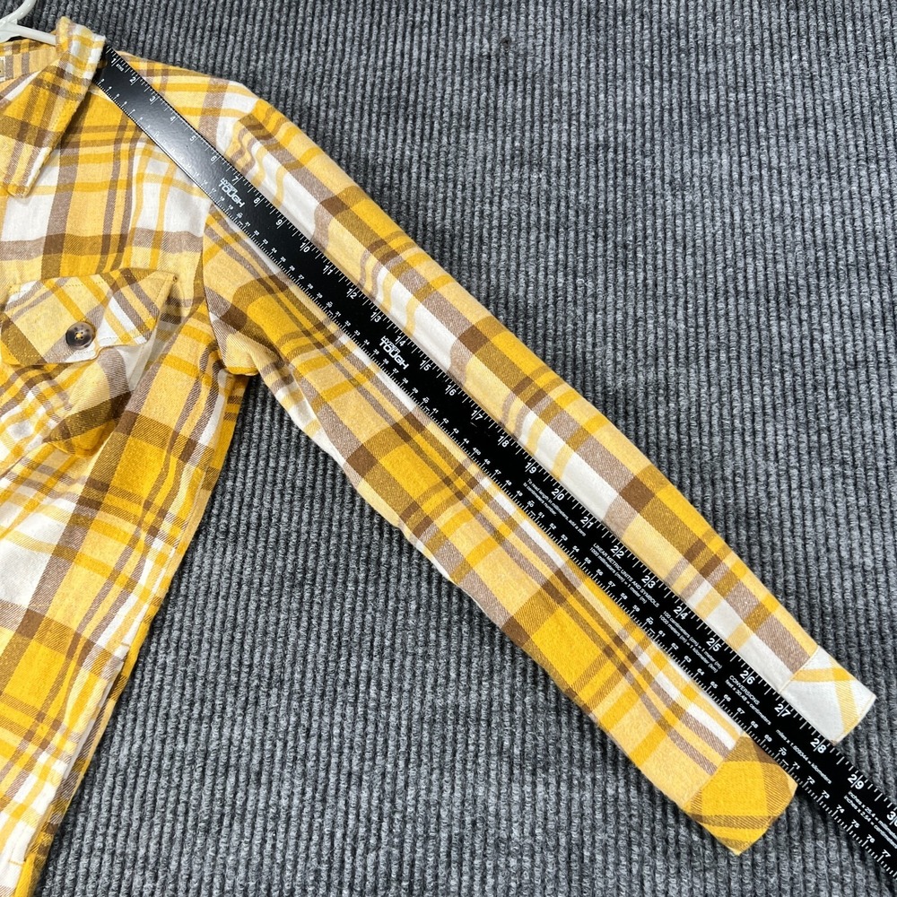 Democracy Womens Shirt Medium Yellow Plaid Long Sleeve Button Up Sharp - Picture 14 of 16